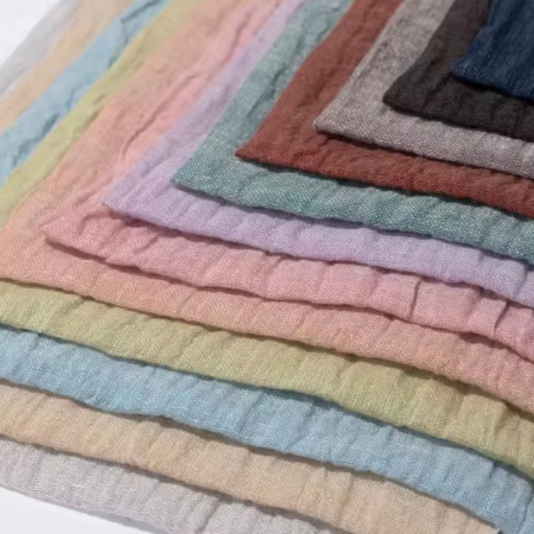 9611# New Arrival 100% Linen Fabric Natural Wrinkles Linen Fabric Manufacturers in China Pure Linen Fabric for Clothing